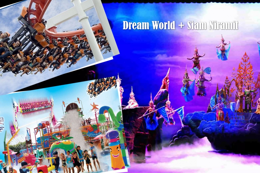 Dream World and Siam Niramit show with a buffet table